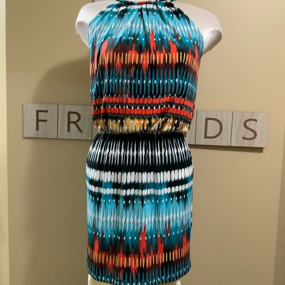 Enfocus studios round neck sleeveless dress. Multi-colored size 4 . Never worn